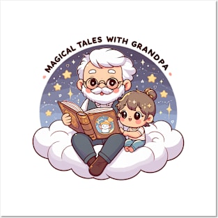 Enchanting Bond: 'Magical Tales with Grandpa' Illustration Posters and Art